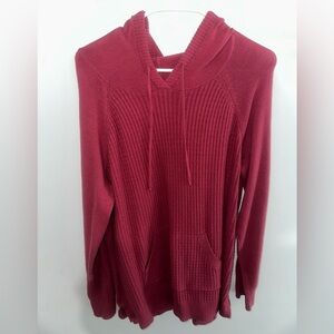 Women's deep pink, but not red hooded long sweater
